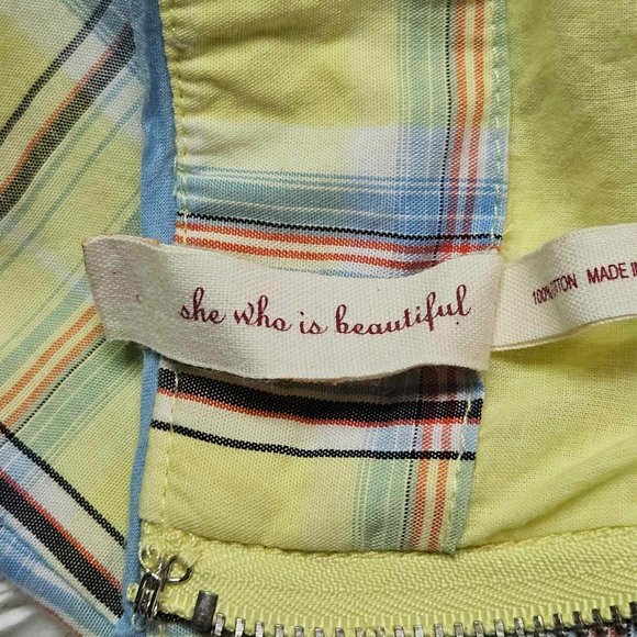 Maeve Yellow Plaid Dress Size 12 - Picture 6 of 10